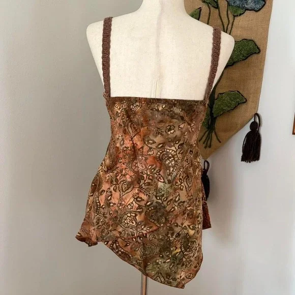 Beaded Brown Asymmetrical Tank Top - Picture 3 of 6